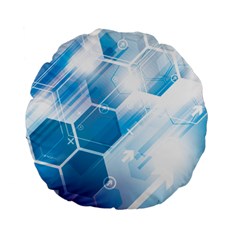 Hexagon Euclidean Vector Gradient Del  Blue Color Science And Technology Standard 15  Premium Flano Round Cushions by Wegoenart