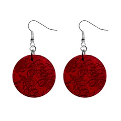 Christmas Background Red Star Mini Button Earrings by Simbadda