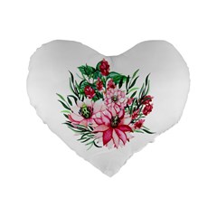 Bloom Christmas Red Flowers Standard 16  Premium Heart Shape Cushions by Simbadda