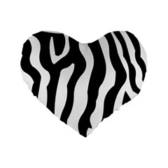 Zebra Horse Pattern Black And White Standard 16  Premium Flano Heart Shape Cushions by picsaspassion