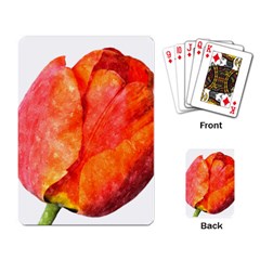 Red Tulip, Watercolor Art Playing Cards Single Design by picsaspassion