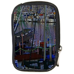 Christmas Boats In Harbor Compact Camera Leather Case