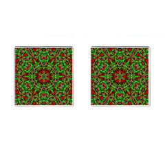 Christmas Kaleidoscope Pattern Cufflinks (square) by Wegoenart
