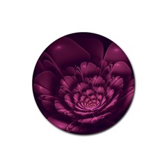 Fractal Blossom Flower Bloom Rubber Coaster (round)  by Wegoenart