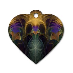 Fractal Colorful Pattern Design Dog Tag Heart (two Sides) by Wegoenart