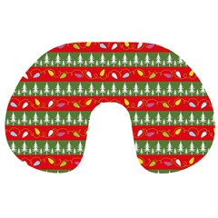 Christmas Papers Red And Green Travel Neck Pillows by Wegoenart