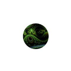 Fractal Green Gears Fantasy 1  Mini Buttons by Wegoenart