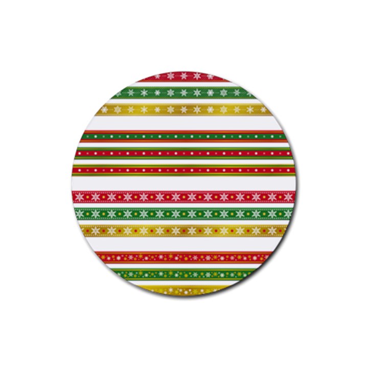 Christmas Ribbons Christmas Gold Rubber Round Coaster (4 pack) 