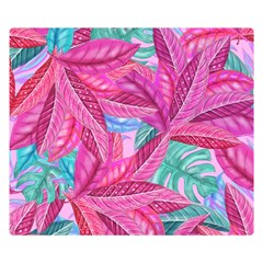 Leaves Tropical Reason Stamping Double Sided Flano Blanket (small)  by Wegoenart