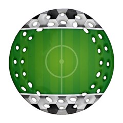 Background Sports Soccer Football Round Filigree Ornament (two Sides) by Wegoenart