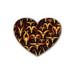 Stylised Horns Black Pattern Heart Coaster (4 Pack)  by Wegoenart