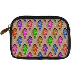 Abstract Background Colorful Leaves Digital Camera Leather Case by Wegoenart