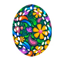 Floral Paisley Background Flowers Ornament (oval Filigree)