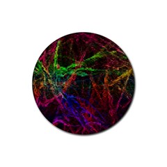 Background Abstract Cubes Square Rubber Coaster (round)  by Wegoenart
