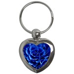 Blue Roses Flowers Plant Romance Key Chains (Heart)  Front