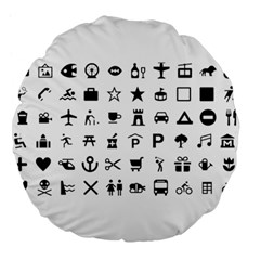 Icons Set Symbols Collection Large 18  Premium Flano Round Cushions by Wegoenart