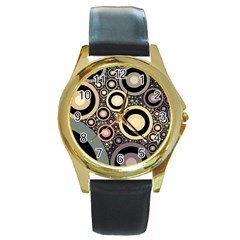 Art Retro Design Vintage Round Gold Metal Watch