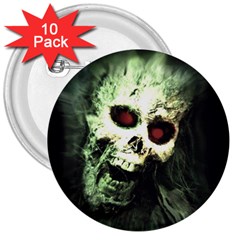 Screaming Skull Human Halloween 3  Buttons (10 Pack) 