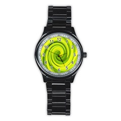 Groovy Abstract Green Liquid Art Swirl Painting Stainless Steel Round Watch by myrubiogarden