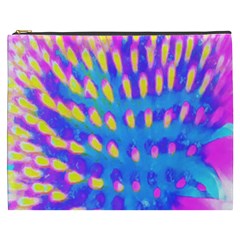 Pink, Blue And Yellow Abstract Coneflower Cosmetic Bag (xxxl) by myrubiogarden