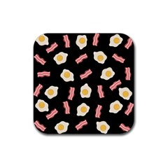 Bacon And Egg Pop Art Pattern Rubber Coaster (square)  by Valentinaart