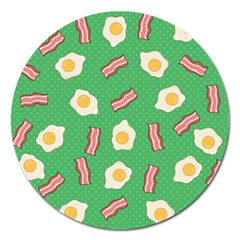 Bacon And Egg Pop Art Pattern Magnet 5  (round) by Valentinaart