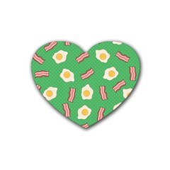 Bacon And Egg Pop Art Pattern Rubber Coaster (heart)  by Valentinaart