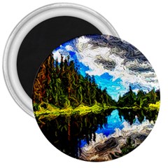 Color Lake Mountain Painting 3  Magnets by Pakrebo