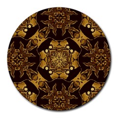 Gold Black Book Cover Ornate Round Mousepads by Pakrebo