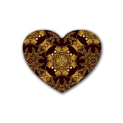 Gold Black Book Cover Ornate Rubber Coaster (heart)  by Pakrebo