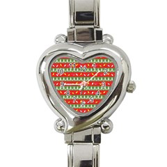 Christmas Papers Red And Green Heart Italian Charm Watch by Pakrebo