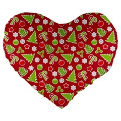 Christmas Paper Scrapbooking Pattern Large 19  Premium Heart Shape Cushions by Pakrebo