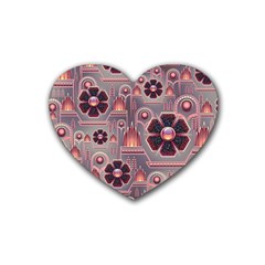 Background Floral Flower Stylised Rubber Coaster (heart)  by Pakrebo