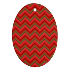 Background Retro Red Zigzag Oval Ornament (two Sides) by Pakrebo