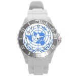 Blue Emblem of United Nations Round Plastic Sport Watch (L)