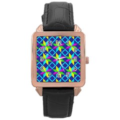 Pattern Star Abstract Background Rose Gold Leather Watch  by Pakrebo