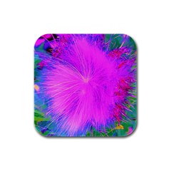 Psychedelic Purple Garden Milkweed Flower Rubber Square Coaster (4 Pack)  by myrubiogarden