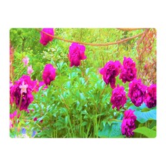 Impressionistic Purple Peonies With Green Hostas Double Sided Flano Blanket (mini)  by myrubiogarden