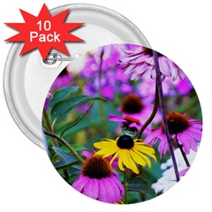 Yellow Flowers In The Purple Coneflower Garden 3  Buttons (10 Pack)  by myrubiogarden
