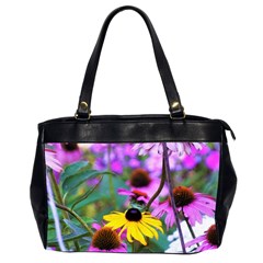 Yellow Flowers In The Purple Coneflower Garden Oversize Office Handbag (2 Sides) by myrubiogarden