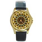 Pattern Abstract Background Art Round Gold Metal Watch