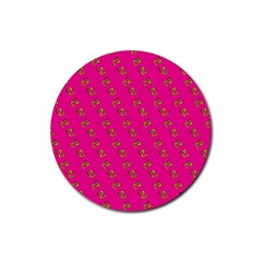 No Step On Snek Pattern Pink Background Meme Rubber Coaster (round) by snek