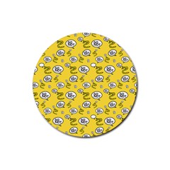 No Step On Snek Do Not Bubble Speech Pattern Yellow Background Meme Rubber Coaster (round) by snek