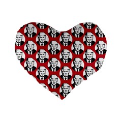 Trump Retro Face Pattern Maga Red Us Patriot Standard 16  Premium Flano Heart Shape Cushions by snek