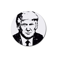 Trump Retro Face Pattern Maga Black And White Us Patriot Rubber Coaster (round)  by snek