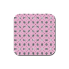 Kekistan Logo Pattern On Pink Background Rubber Square Coaster (4 Pack)  by snek