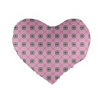 Kekistan logo pattern on pink background Standard 16  Premium Flano Heart Shape Cushions Front