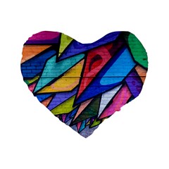Urban Colorful Graffiti Brick Wall Industrial Scale Abstract Pattern Standard 16  Premium Heart Shape Cushions by genx