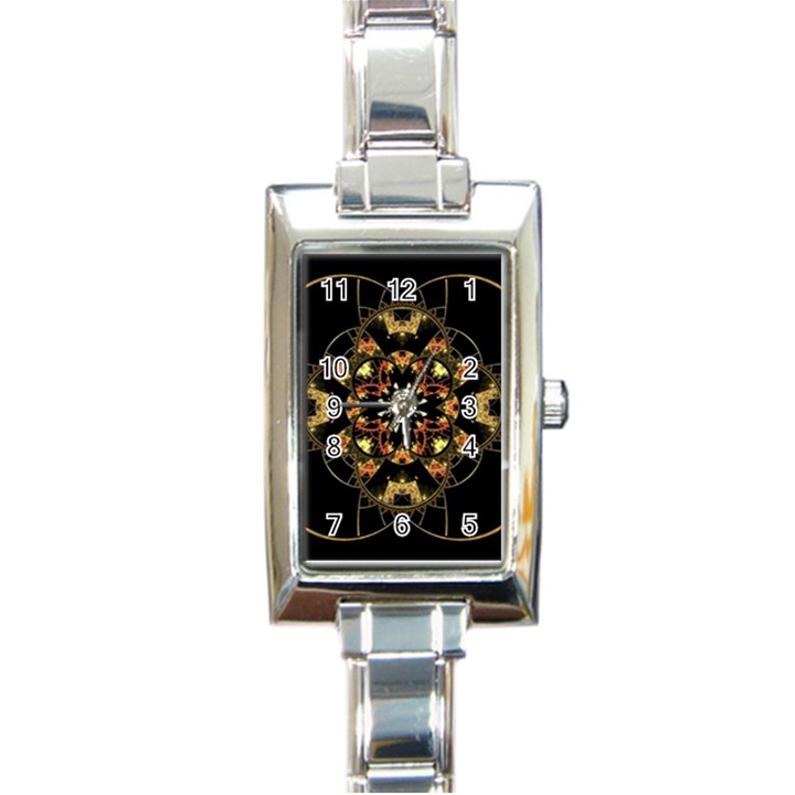 Fractal Stained Glass Ornate Rectangle Italian Charm Watch