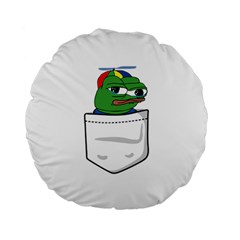 Apu Apustaja Crying Pepe The Frog Pocket Tee Kekistan Standard 15  Premium Flano Round Cushions by snek